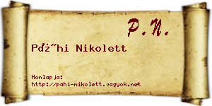 Páhi Nikolett névjegykártya