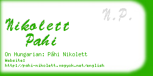 nikolett pahi business card